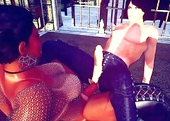 dark-hued futa does mutual with a three dimensional youngster