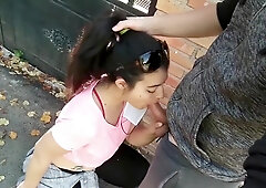 Public Flashing Boobs And Blowjob In The Street