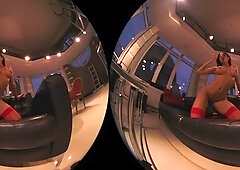 Sexy brunette wearing stockings masturbates webcam