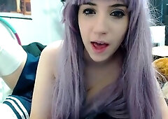 Cute amateur brunette naughty in solo jerking show on camera