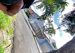 Public urinating in slow movement