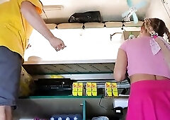 Hawt floozy upskirted at work by her filthy and nasty boss