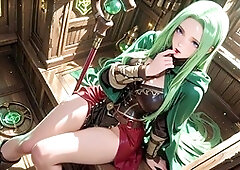 Gothic cathedral, sorceress, long legs