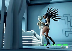 A steaming young space female gets boned by nymph android hermaphroditism