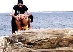 BUTT THRASHING OUTSIDE REALITY Naked Beach Ocean View Exhibitionist Pair Beach Voyeur