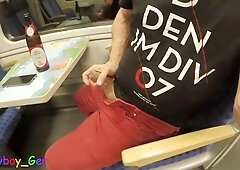 Horny German guys get wild on the train - gay fun with uncut cocks!