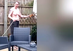 Milf Big Tits - Stepmom Watering Her Garden Topless Then Strips Off And Joins Stepson In Hot Tub