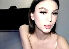 Brunette solo darling masturbating at home
