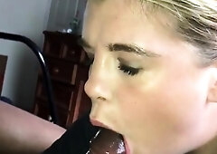 Big cock brunette MILF sucks a big cock POV