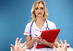 Nurse Chloe Cherry milks a load for the sperm bank