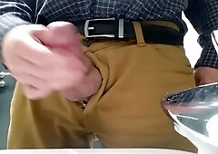 Little cock daddy wank at work with big cum spurt 2 6