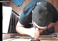 Gloryhole amateur bottom DILF gets fucked after blowjob