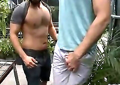 Hairy bearded man gets fucked in public