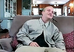 Lewd rod sucking breasty mother I'd like to fuck in ebony nylons takes a wang in her taut pink twat then eats cum.