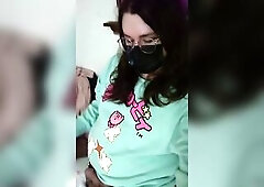 cute chunky trans gal wanking her small shlong