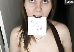 A sexy and resigned mother I'd like to fuck with lengthy hair, nipp clamps, and her hands bound behind her back pleases her slaver - crawling in 