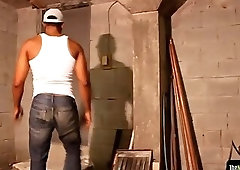 Tugging solo ebony jock pleasures his cock