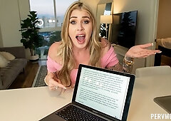 Adorable big-boobed blonde Lolly Dames rides on a pretty huge dick