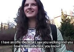 Cute Italian in hot pants banging a large schlong - Public Agent
