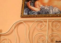 Emo Emily strip off her clothes and fingering her pussy. she use big dildo for masturbation to reach her orgasm