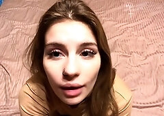 Slobbering blowjob, cute face, squish