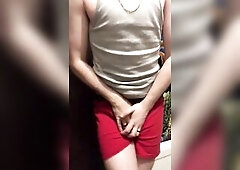 FTM desperately has to urinate. Holds himself budoesn’t make it to the crap-house in time n urinates himself