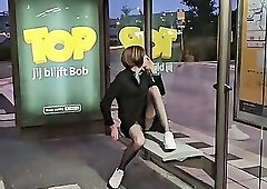 Waiting for the bus. Don't get bored and caught