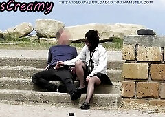 French Teacher mother I'd like to fuck amateur public oral near a in nature's garb beach to her student with a giant jizz flow. Risky outdoo