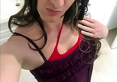 Reddish Dark-Skinned Haired Crossdresser