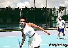 Riding black oily booty after tennis practice