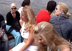 Blonde babes in do it in public