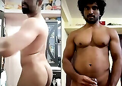 Secret video call desi hunk helping each other to cum