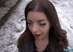 Nasty big-eyed vixen gets dirty with me for good cash