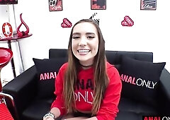 ANAL SOLELY Small brunette hair Bailey Base has her bootyhole drilled and gaped