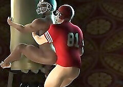 Ebony football player taking a white cock in his tight ass - 3D Cartoon