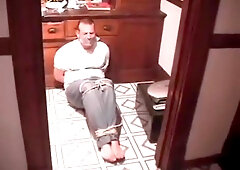 BG Bound and gagged in the kitchen.