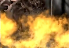 Young slave serving master in dungeon