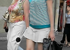 Street video with tight as in white skirt