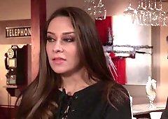 A bimbo with small tits is fucked deeply in her pussy on bed