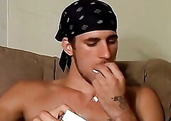 Marke smoking with Chain ends up sucking huge cock