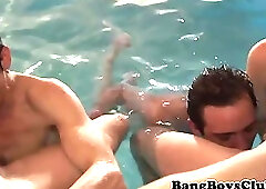 Amateur euros jerking at party in group