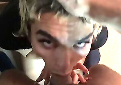 UK femboy sucks small black dick (POV)