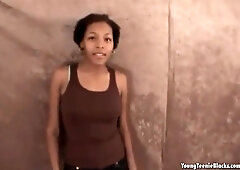 Ebony Teen 18+ Beauty Blowing White Cock
