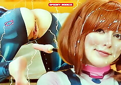 My Hero Academia: Uravity Tries Don't Cum while Sex Machine Fucks Her Pussy A...