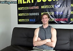 Real tall stud with bigger cock jerks on amateur casting