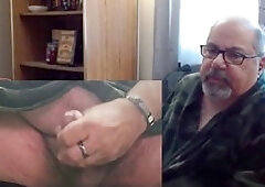 Amateur grandpa bear having a solo wank session