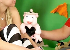 Blonde angel ravaged by a chubby dude