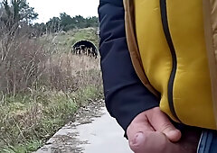 Someone Can See Me! Cum And Pee Outdoors