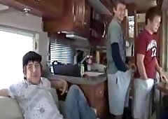 Guys home jerking off party