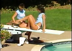 Hot brunette hair hottie rides her ally's giant belt-on with her taut snatch. Lesbian trio episode vintage.